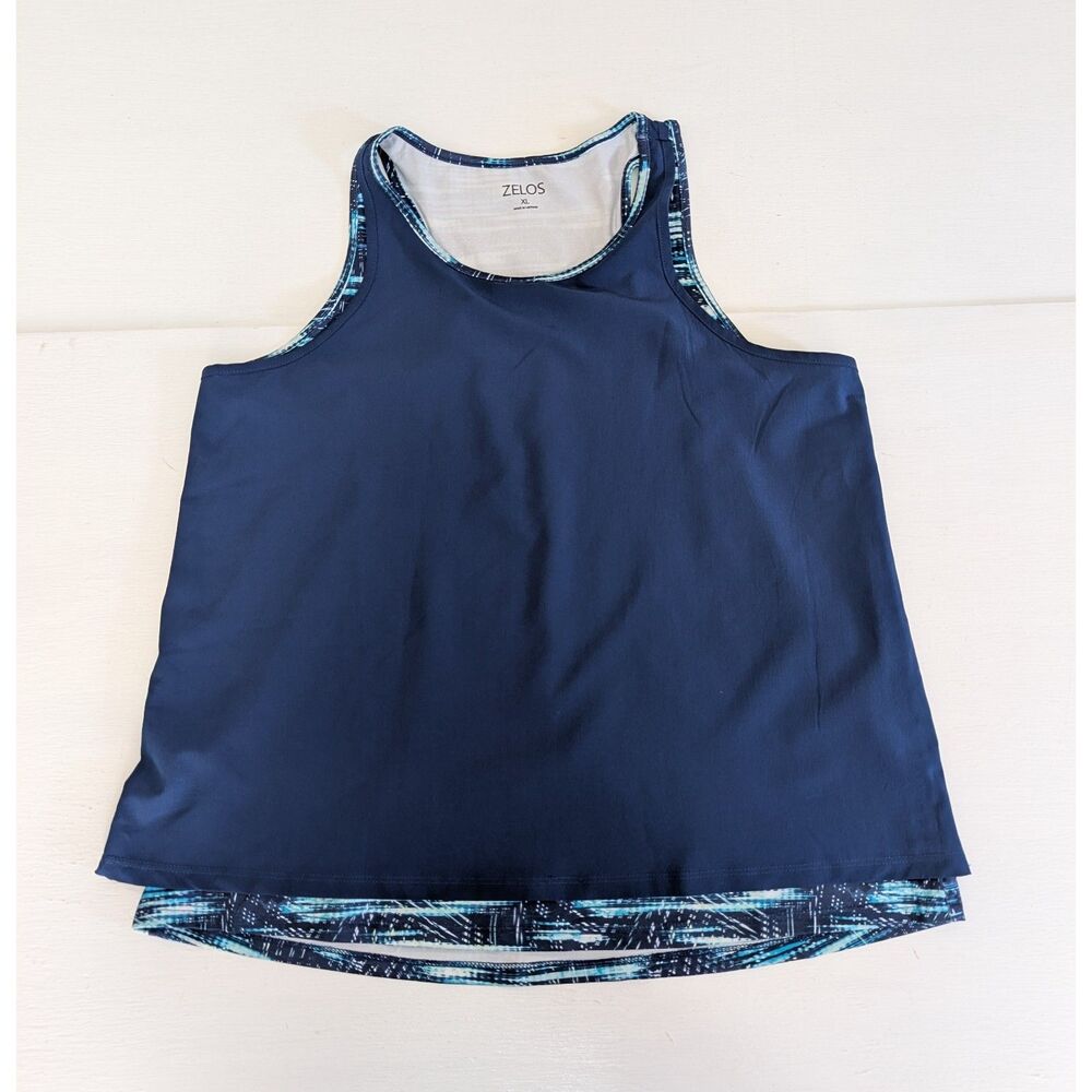 Zelos Athletic Tank Top Women’s XL Blue Racerback Layered Activewear